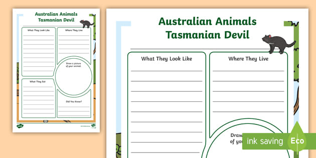 Research Report Template | Tasmanian Devil | F-2 | Resource