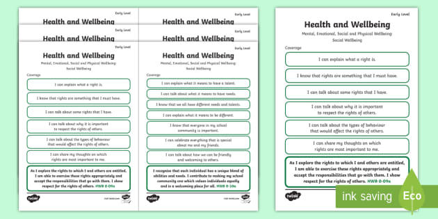 CfE Early Level Health and Wellbeing (Social Wellbeing) Child-Friendly