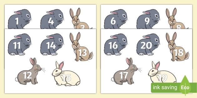 1-20 on Rabbits Cut Outs Cut-Outs - (teacher made)