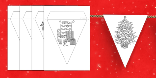 Colouring Bunting | How to Make Christmas Bunting Flags