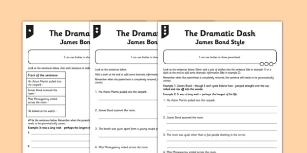 The Dramatic Dash Differentiated Worksheet / Activity Sheet Pack - GPS