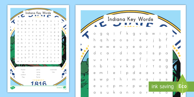 indiana key words word search teacher made