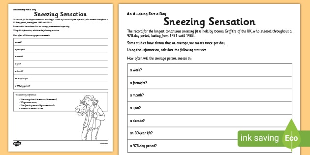 Sneezing Sensation Worksheet / Worksheet