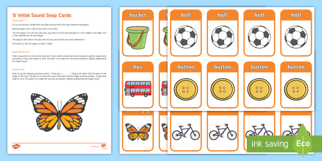 /b/ Initial Sound Snap Card Game