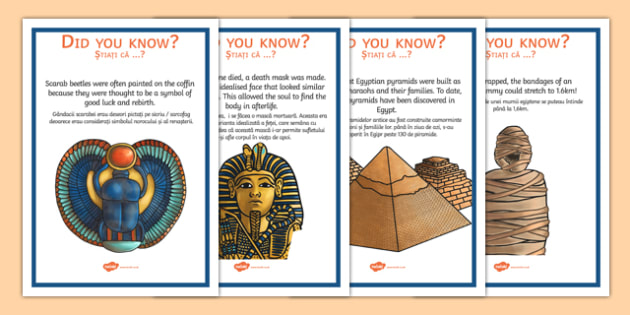 Ancient Egypt Fun Facts Posters Romanian Translation