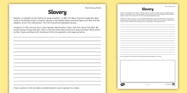 slave letter writing assignment