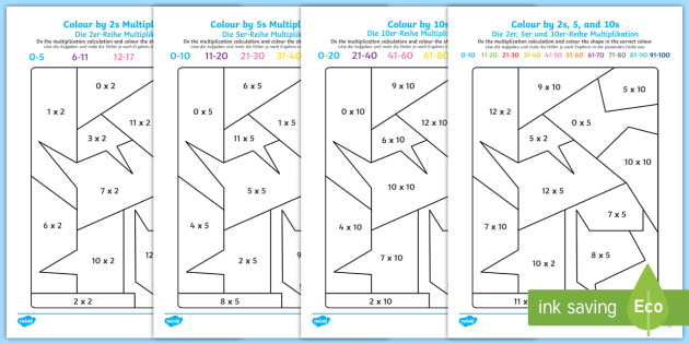 Colour By 2s 5s 10s Multiplication Worksheet Worksheet English German