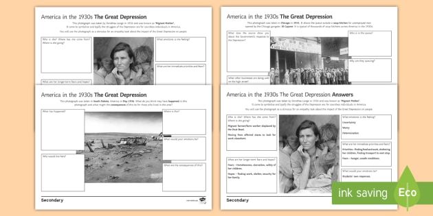 Great Depression Source Analysis Activity Pack - Twinkl