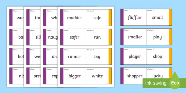 Suffix Loop Cards er - suffix loop cards, suffixes, suffix