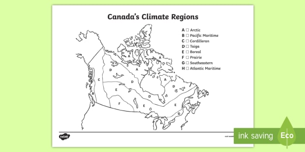 Canada S 8 Climate Regions Map Colouring Page Teacher Made
