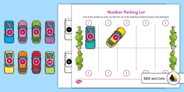 Car parking lot number game for kids