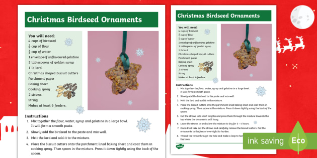 Christmas Birdseed Bird Feeder Ornaments Decorations