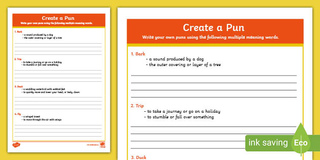 Create a Pun Worksheet (teacher made)