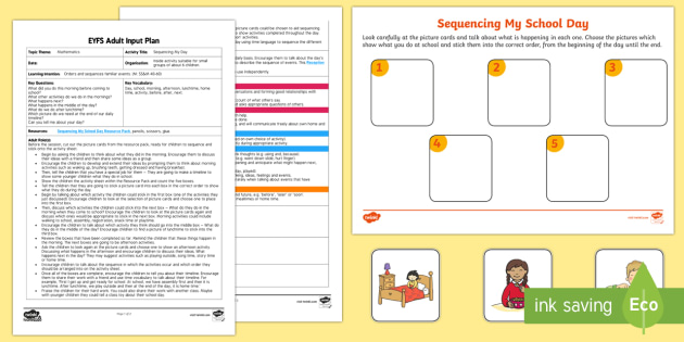 Eyfs Sequencing My Day Adult Input Plan And Resource Pack