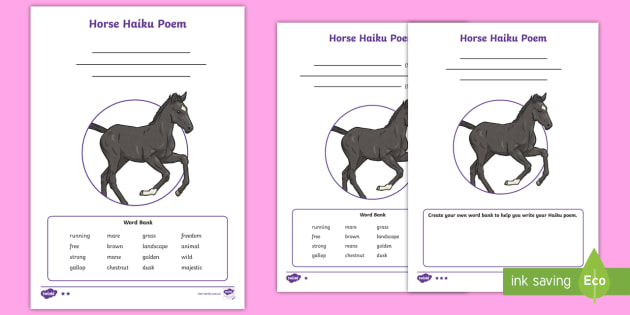 horse haiku poem differentiated worksheets teacher made