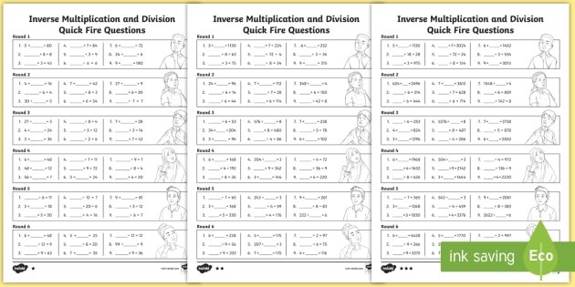 LKS2 Inverse Multiplication and Division Worksheets 