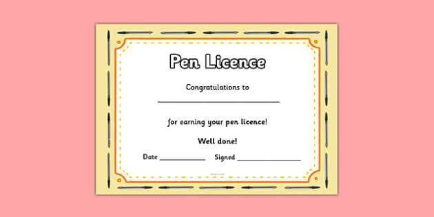 Pen Licences - writing, pen, pen licences, award, licence