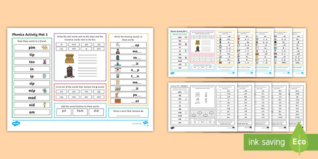 Phase 2 Phonics Activity Mat Pack Teacher Made