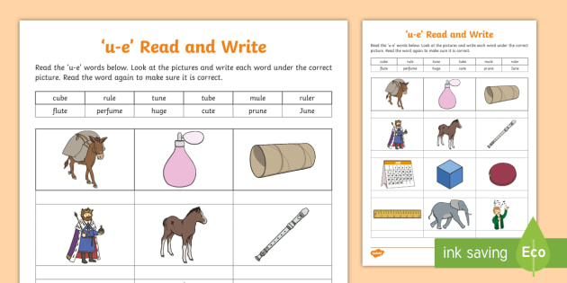 magic e with u e read and write worksheet split digraph magic e rules