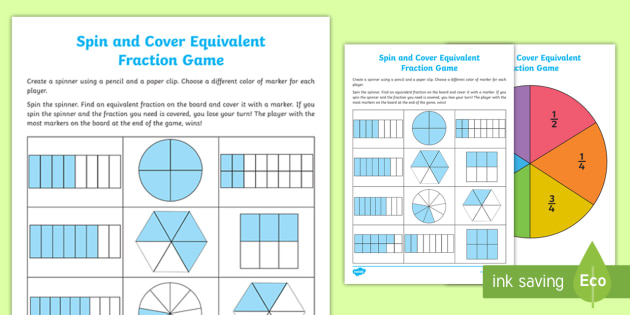 Spin And Cover Equivalent Fractions Games