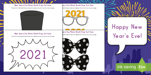 New Year's Eve Photo Booth Props Cut-Outs