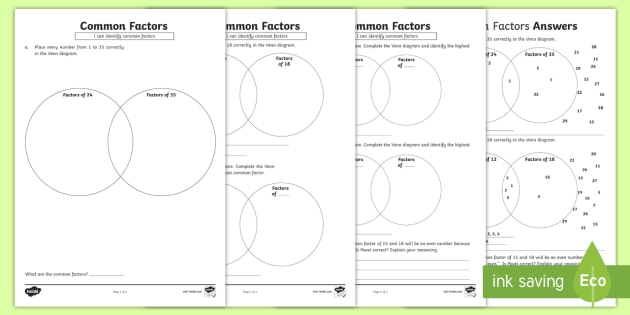 Common Factors Worksheet - KS2 Maths - Classroom Resource