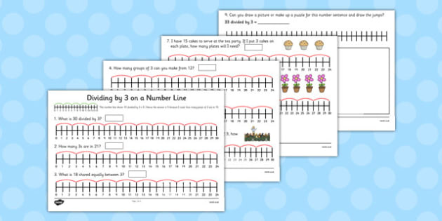 multiplication and division on a number line division by 3 on a number