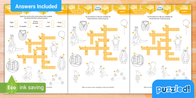 Winnie the Pooh Picture Crossword Twinkl Kids Puzzles