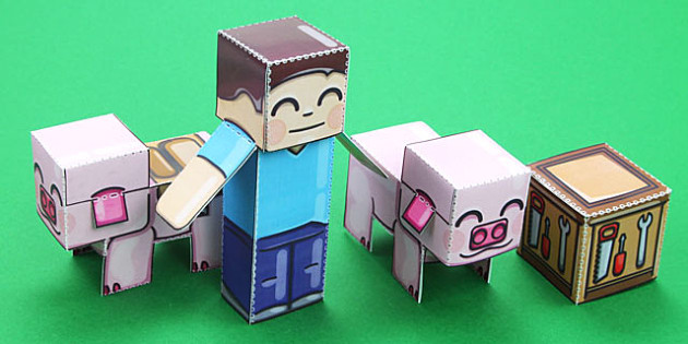 Block Monster Paper Craft - minecraft colouring - Twinkl