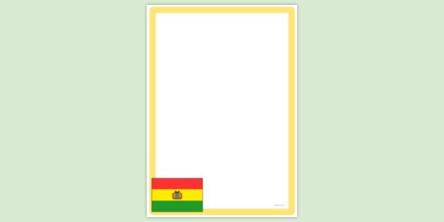 FREE! - Simple Blank Bolivia Flag Page Border | Twinkl