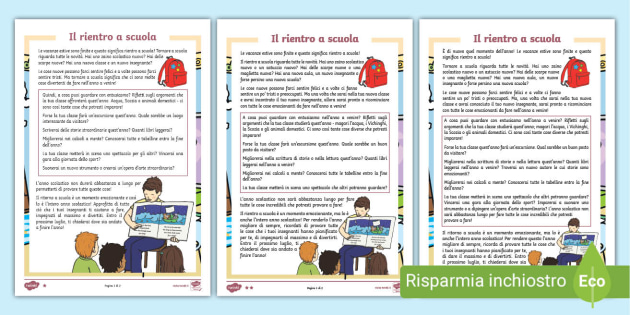 Lettura differenziata per il rientro a scuola (teacher made)