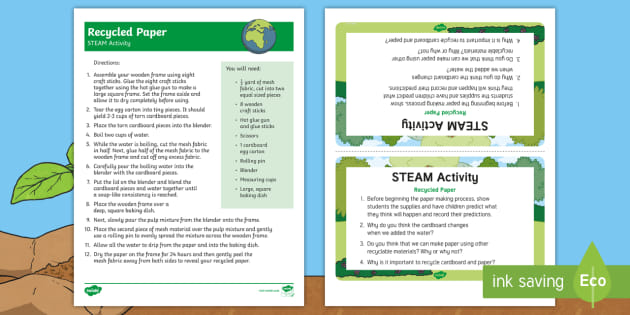 Recycled Paper Steam Activity Earth Day Stem Activity Earth Day