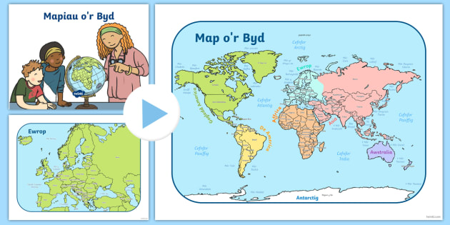 Pŵerbwynt Map O Brydain Ewrop A R Byd Teacher Made