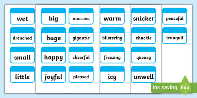 Synonym Flashcards with Pictures