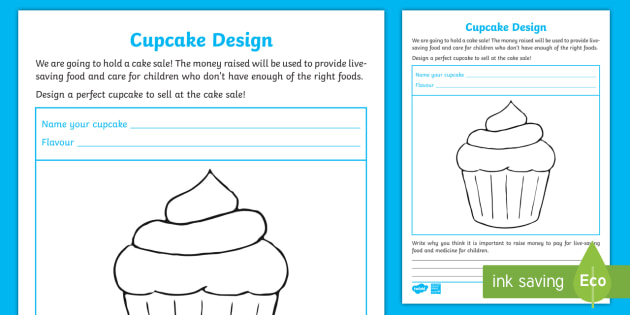 KS1 Design a Cupcake Worksheet / Activity Sheet - EY/KS1 Unicef