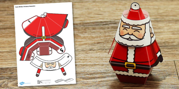 Santa Gift Box Christmas Decoration Activity - Twinkl