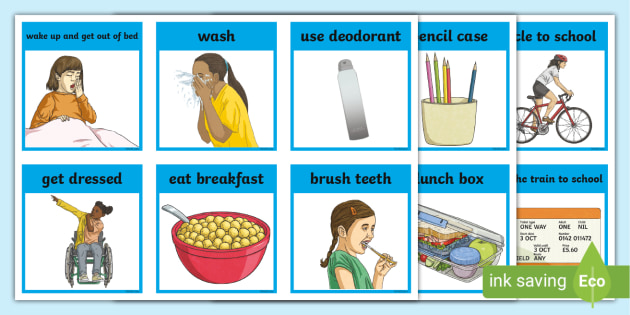 Visual Timetable Getting Ready for School - Girls