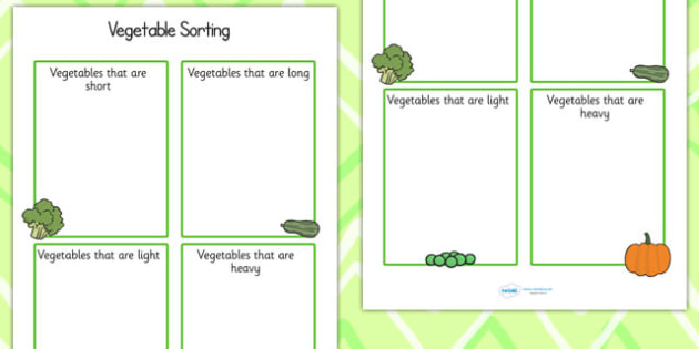 Vegetable Sorting Worksheet / Activity Sheet - vegetables
