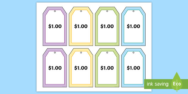 Editable Price Tag Template K 2 Money Teaching Resources