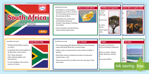 KS2 South Africa Fact Cards teacher made Twinkl