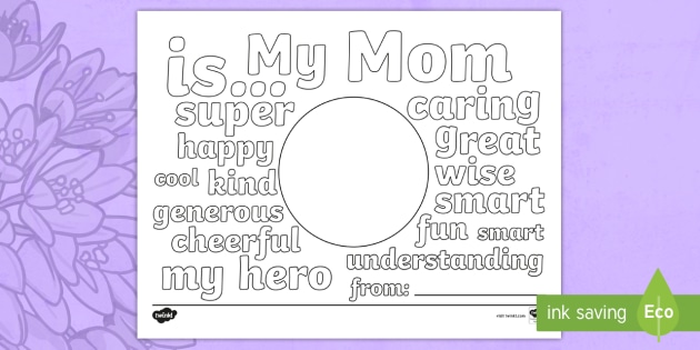 Mother's Day Describing Words Coloring Sheet (teacher made)