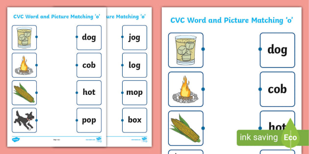 CVC Worksheets - Word and Picture Matching Activity - Twinkl
