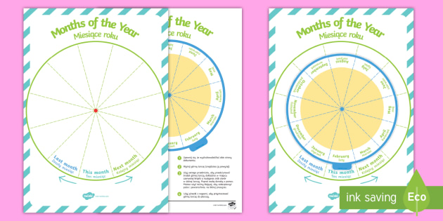 Months of the Year Sequencing Wheel Display Pack English/Polish