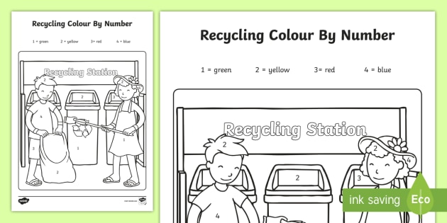 recycling color by number worksheet teacher made