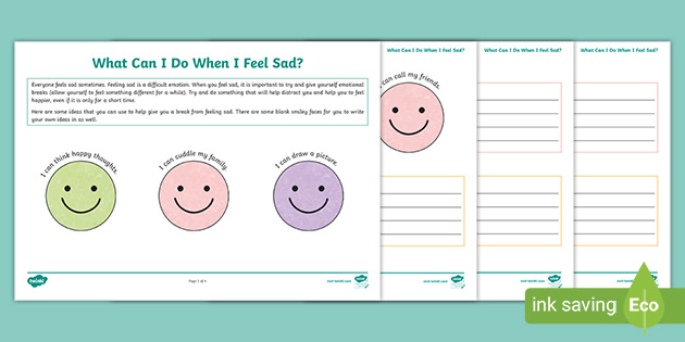 What Can I Do When I Feel Sad? Worksheet (teacher made)