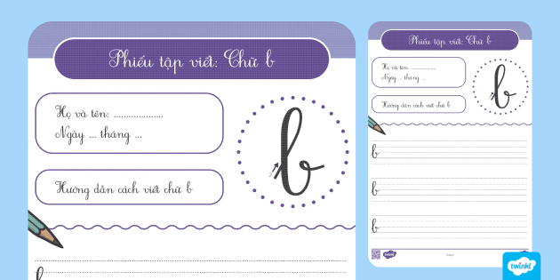 Phiếu tập viết chữ b in thường lớp 1