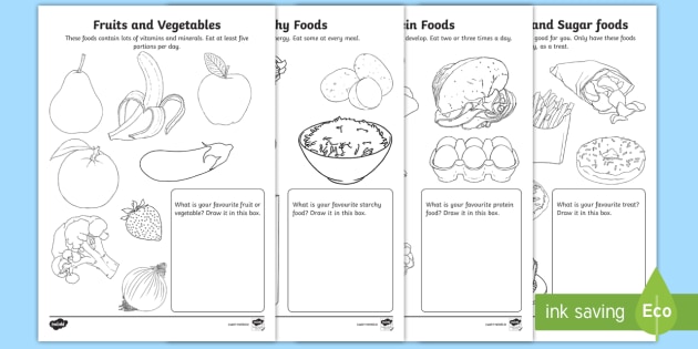 Healthy Eating Coloring Sheets Teacher Made