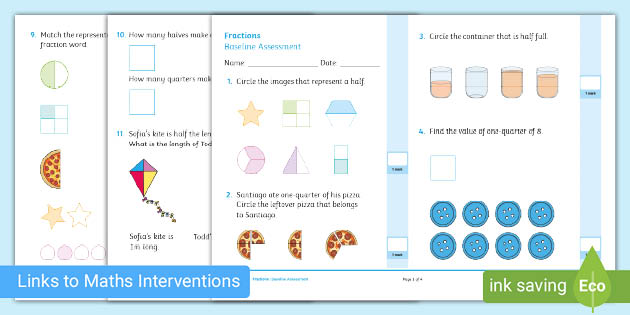 👉 Year 2 Fractions Baseline Assessment (teacher made)