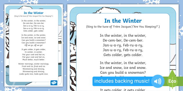 In the Winter Song EYFS Songs and Rhymes Twinkl