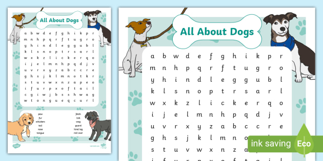 Dog Word Search KS1 Animals Pets
